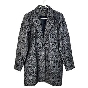 Vintage Y2K Dialogue Denim Button Front Coat with Floral Detailing Size 12